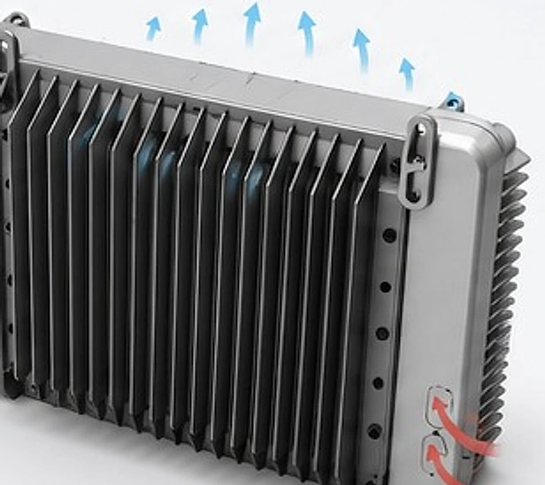 OT Environment Monitor — aluminium heat-sink body for passive cooling